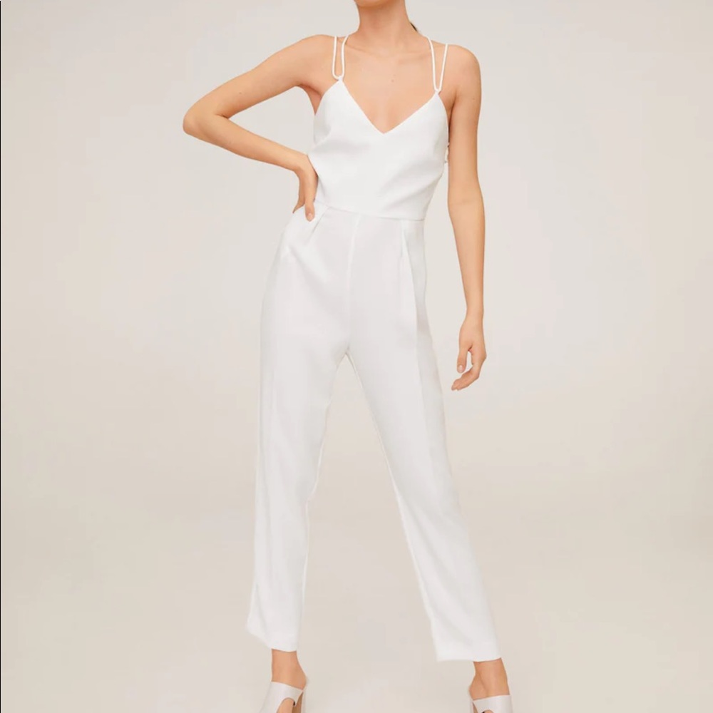 Mango Otro Crossback White Jumspuit NWT